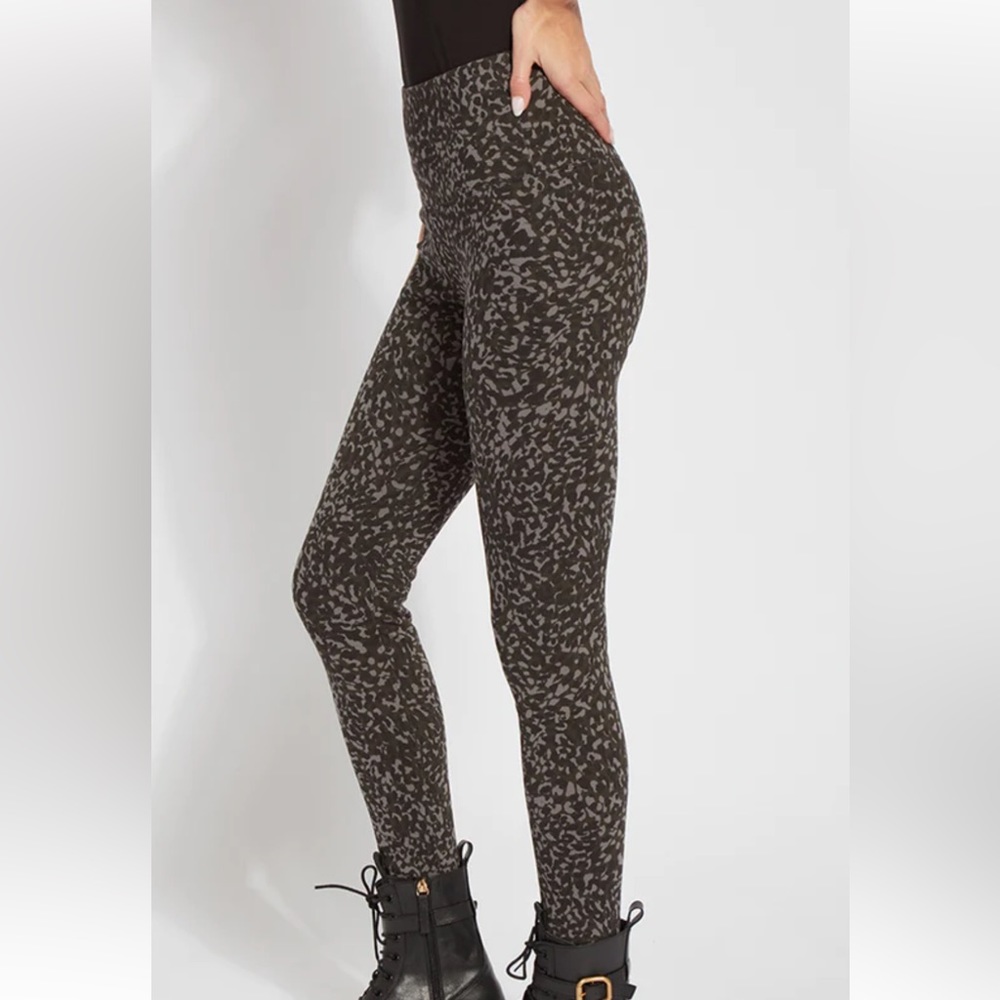 LYSSE Grey Leopard Print Toothpick Denim, Size Small - Picture 2 of 10